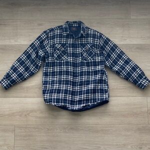 Wrangler Navy and White Plaid Casual Insulated light weight jacket Shirt